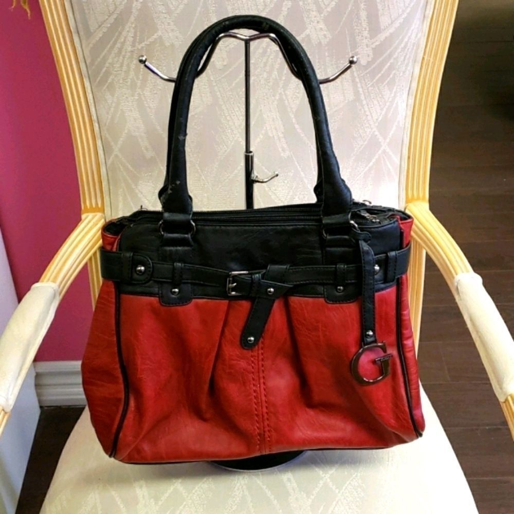💟 Gussaci Red/Black Vegan Leather Bag